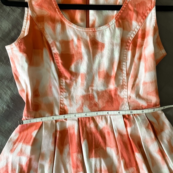 Abstract coral pink floral fit and flare dress - Picture 2 of 6